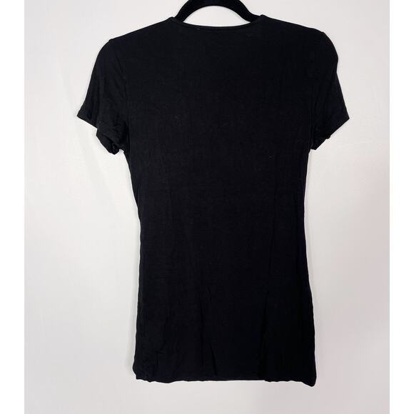 Angel Maternity Small Black Maternity Nursing Crossover Bamboo Short Sleeve Tee - Picture 2 of 8